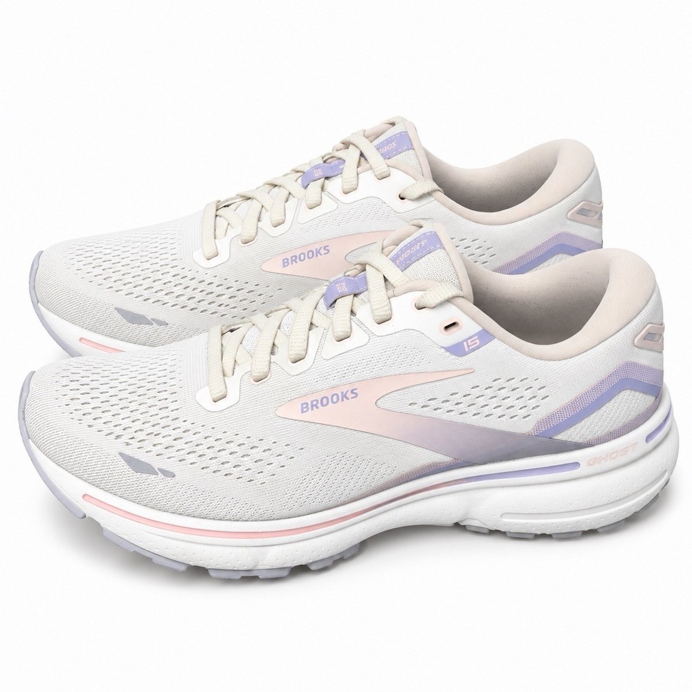 Brooks Ghost 15 Cream Pink Gray 1203801B199 Women's Size 11 Running Shoes